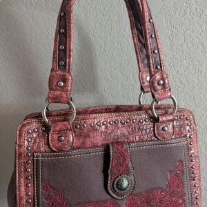 Montana West Burgundy and Chocolate Shoulder Bag